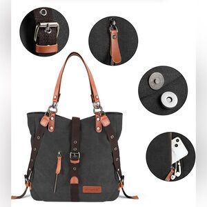 Shangri-la Canvas Tote/Handbag Shoulder Bag Convertible Backpack in canvas
